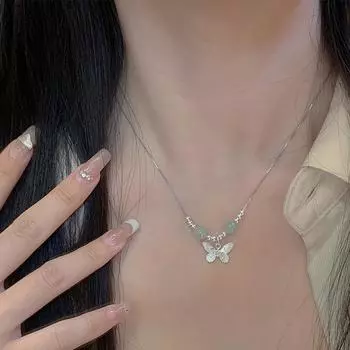 ANENJERY изысканное маленькое шариковое ожерелье с подвеской в форме бабочки для женщин, милое винтажное ожерелье с воротником, ювелирное изделие, подарок на фестиваль