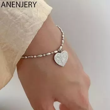 ANENJERY Изысканный матовый браслет с сердечками для женщин, браслет-цепочка из бисера, ювелирные изделия, подарки, оптовая продажа