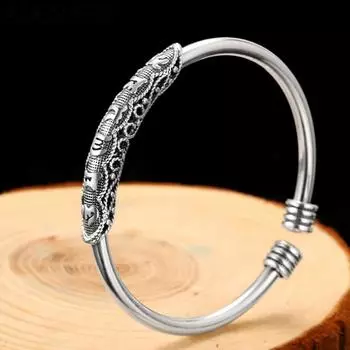 ANENJERY китайские браслеты-манжеты с тотемом для мужчин и женщин, тайские серебряные украшения ручной работы, оптовая продажа серебряный