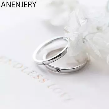 ANENJERY Кольца для пар для женщин и мужчин Минималистичные обручальные кольца на палец с изображением Солнца и Луны, ювелирные изделия Women