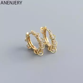 ANENJERY круглые серьги-кольца для женщин и мужчин, модные аксессуары для вечеринок в стиле панк, модные ювелирные изделия, подарок серебряный