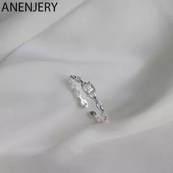 ANENJERY квадратное циркониевое регулируемое тонкое кольцо в форме цепочки для женщин, изысканные простые аксессуары S-R1200