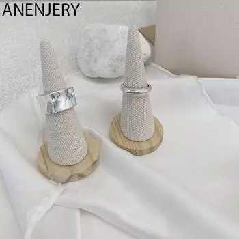 ANENJERY квадратные открывающиеся кольца для женщин и мужчин, гладкие геометрические кольца, вечерние украшения, новинка Resizable