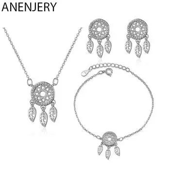 ANENJERY Ловец снов комплект ювелирных изделий с кисточками, ожерелье, браслет, серьги для женщин, подарок