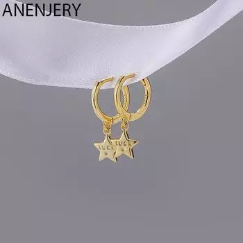 ANENJERY LUCK Сердце Звезда Подвески Серьги-кольца для женщин и девочек Простые повседневные ювелирные изделия оптом серебряный