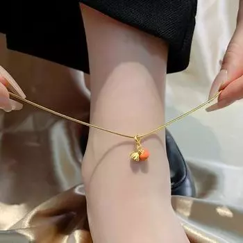 ANENJERY Lucky Presimmon браслет на ногу в форме лотоса для женщин, индивидуальный браслет, ювелирный аксессуар на каждый день золотой