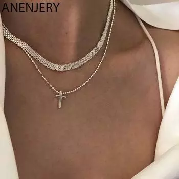 ANENJERY массивное колье-колье для женщин, роскошная легкая цепочка на ключицы, ювелирные изделия для свадебной вечеринки