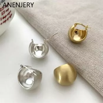ANENJERY матовые серьги-кольца для женщин, простые модные массивные ювелирные изделия, подарки золотой