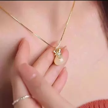 Anenjery Медная монета Lucky Bag кулон ожерелье для женщин модный изысканный ретро уникальный ключичный цепочка ювелирные изделия подарок белый