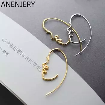 ANENJERY медные абстрактные линии силуэта лица серьги для женщин креативные крутые простые темпераментные аксессуары золотой