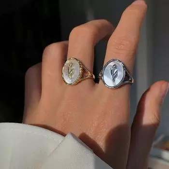 ANENJERY металлические цветочные ракушки геометрические кольца для женщин французские ретро романтические открытые кольца Resizable серебряный