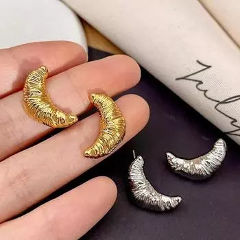 ANENJERY металлические массивные серьги в стиле панк-круассан для женщин, изысканные толстые серьги-капли, ювелирные изделия