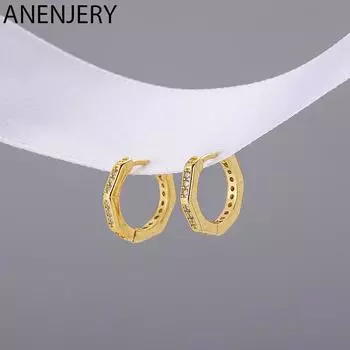 ANENJERY микро циркон геометрические маленькие серьги-кольца женские простые мужские и женские серьги оптом