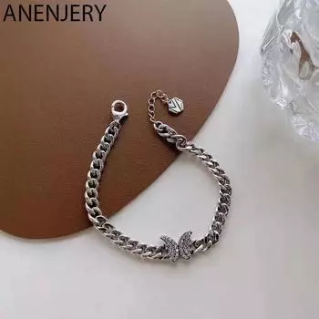 ANENJERY микро-паве циркон бабочка толстый браслет-цепочка для женщин крутой ретро корейские модные украшения