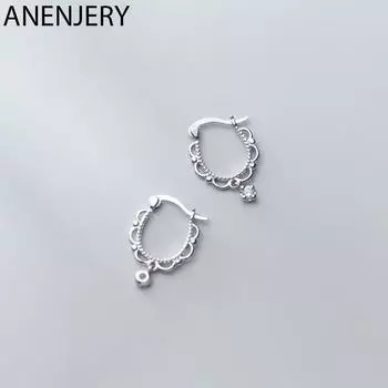 ANENJERY милые кружевные серьги-кольца в форме капли воды, ювелирные изделия для женщин, подарки на вечеринку S-E1157