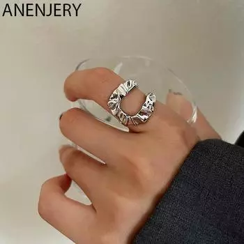 ANENJERY модное открытое кольцо неправильной формы с геометрическим рисунком для женщин, простое темпераментное индивидуальное украшение ручной работы ручной работы