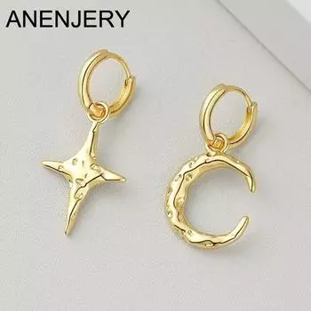 ANENJERY Moon Star асимметричные серьги-кольца для женщин складные серьги-капли ювелирные изделия подарки для вечеринок