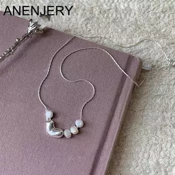 ANENJERY нерегулярное ожерелье с чечевичным жемчугом и сердечком для женщин, темпераментная цепочка, высокое качество, модные ювелирные изделия