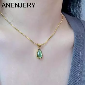 ANENJERY нерегулярное ожерелье с подвеской в виде капель воды и кристаллов для женщин, очаровательное ожерелье в стиле ретро для девочек, свадебные украшения для помолвки