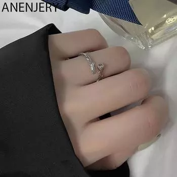 ANENJERY нерегулярные цветочные кольца для женщин, обручальные кольца для девочек, вечерние ювелирные изделия, подарочные аксессуары серебряный
