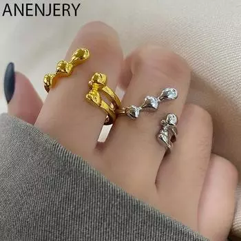 ANENJERY нерегулярные геометрические кольца для мужчин и женщин, золотые открытые кольца, ювелирные изделия в стиле хип-хоп для вечеринок Resizable серебряный