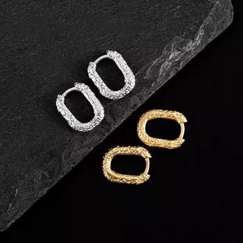 ANENJERY Нерегулярные геометрические овальные серьги-кольца для женщин Элегантный темперамент Простые застежки-пряжки для ушей Подарок белый