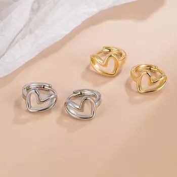 ANENJERY нерегулярные серьги-кольца с полым сердечком для женщин, нишевый дизайн, ювелирные изделия с пряжкой для ушей во французском стиле