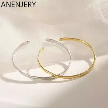 ANENJERY нерегулярный открытый браслет-манжета для женщин и мужчин, полированный браслет, регулируемые ювелирные изделия