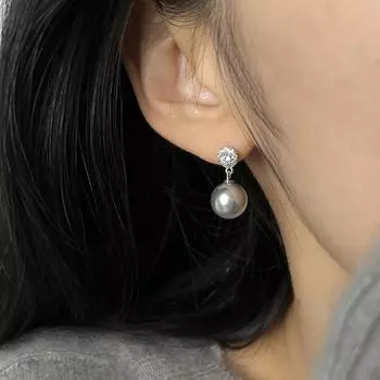 ANENJERY нишевые серые серьги-кольца с имитацией жемчуга для женщин, французские серьги с цирконием, темпераментные серьги, помолвочные романтические ювелирные аксессуары белый