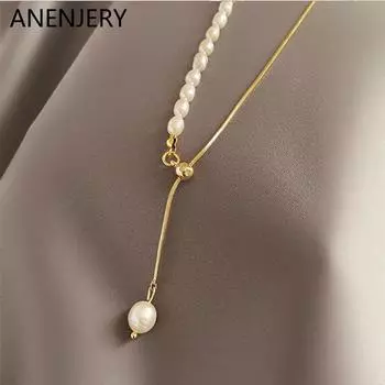 ANENJERY Новая мода Kpop жемчужное колье-колье милый двухслойный кулон-цепочка для женщин ювелирные изделия подарок для девочек золотой