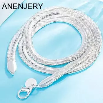 ANENJERY Новое поступление 6 мм цепочка из змеиной кости для женщин простое модное ожерелье ювелирные изделия оптом 40cm серебряный