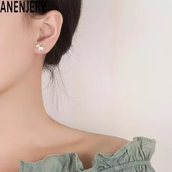 ANENJERY новые модные серьги-гвоздики желтого цвета, простые маленькие серьги-снежинки, ювелирные изделия для пары, подарок серебряный