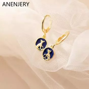 ANENJERY новые модные серьги с пряжкой в виде кошачьих ушей, простые темпераментные серьги для женщин, корейские ювелирные изделия, оптовая продажа серебряный