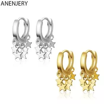 ANENJERY очаровательные новые модные серьги с кисточками в форме звезды для женщин, два цвета, ювелирные изделия, S-E752 серебряный