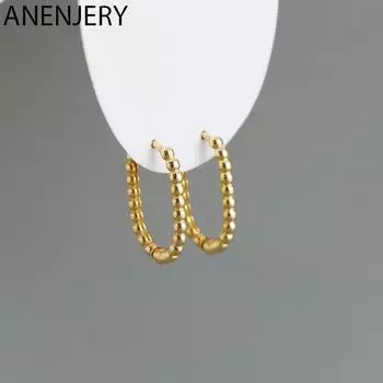 ANENJERY овальные серьги-кольца в форме цепочки для женщин и мужчин, простые французские серьги с геометрическим рисунком, оптовая продажа
