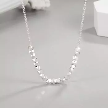 ANENJERY ожерелье из геометрического куба с бисером для женщин, простая серебряная цепочка на ключицы, воротник-колье, вечерние украшения серебряный