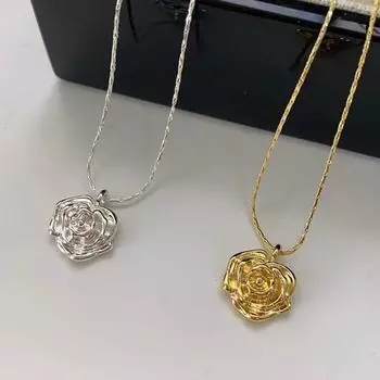 ANENJERY ожерелье с цветком камелии для женщин, подвеска на ключицу, минималистичные изысканные украшения