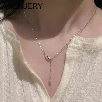ANENJERY ожерелье с кисточками и каплями воды для женщин, модные ювелирные изделия, кулон, цепочка на ключицу, подарок для девочек ONEsize серебряный