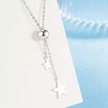 ANENJERY ожерелье с подвеской в виде звезды и кисточки для женщин, уникальный дизайн, серебряный цвет, свитер-цепочка, воротник-колье 40cm add 5cm серебряный