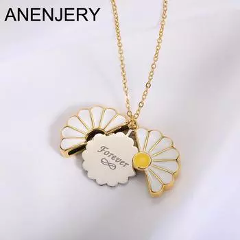 ANENJERY ожерелье с подвеской в виде подсолнуха для женщин и девочек, модная роскошная цепочка, ювелирные изделия, аксессуары для вечеринок