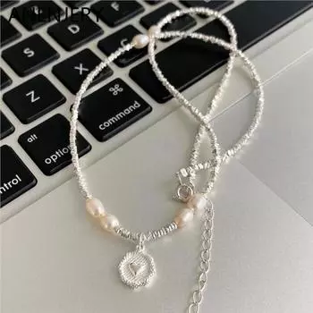 ANENJERY Ожерелье с подвеской в виде сердца из искусственного жемчуга для женщин, модный геометрический воротник, легкая роскошная ювелирная цепочка, подарки розовый