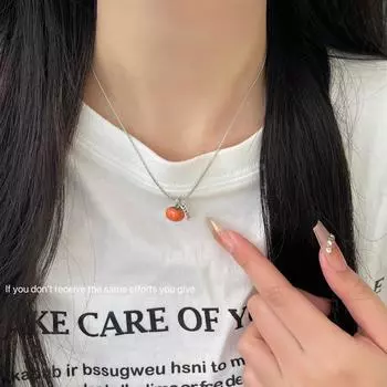 ANENJERY Ожерелье с подвеской в виде арахиса и хурмы для женщин, символика «Хорошие вещи случаются», милый темперамент, изысканная роскошь, цепочка на ключицу, ювелирное украшение в подарок белый
