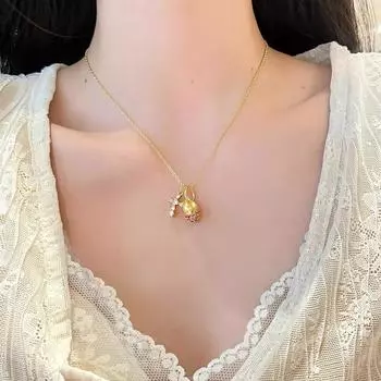 ANENJERY Ожерелье с подвеской в виде креста из розового циркония в виде шишки для женщин, новое, высококачественное, изысканное, подарочное ювелирное украшение на ключицу золотой