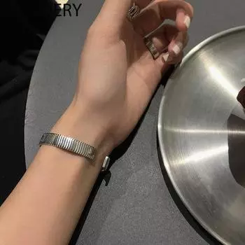 ANENJERY парный браслет в вертикальную полоску для женщин и мужчин, индивидуальные нишевые тайские серебряные украшения серебряный