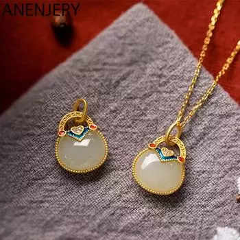 ANENJERY подвеска с замком из белого камня, золотое ожерелье для женщин, роскошная цепочка на ключицу, аксессуары, подарок на день рождения