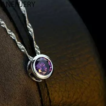 ANENJERY простое классическое ожерелье с цирконом для женщин, подарочная цепочка, колье-ошейники фиолетовый