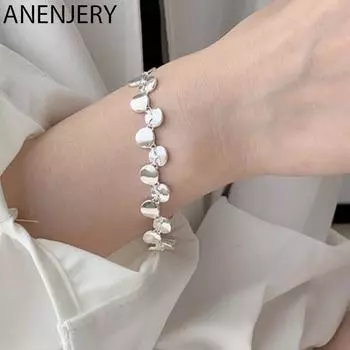 ANENJERY простой глянцевый круглый браслет для женщин модный индивидуальный универсальный нерегулярный круг геометрические ручные украшения