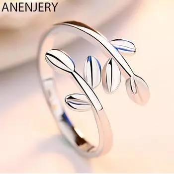 ANENJERY простые модные кольца с открывающимися листьями для женщин, подарок femmev Resizable