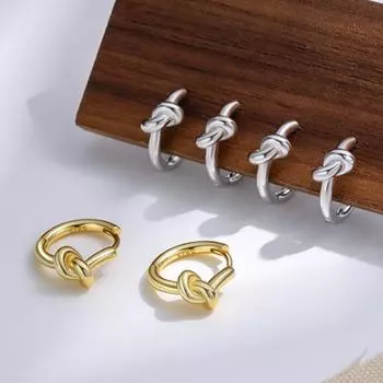 ANENJERY Простые серьги-кольца с узлом для женщин Ins Изысканные золотые серьги Ювелирные изделия Подарочные аксессуары aretes
