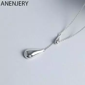 ANENJERY регулируемый кулон в виде капель воды и слез для женщин, подарочные ювелирные изделия, оптовая продажа серебряный